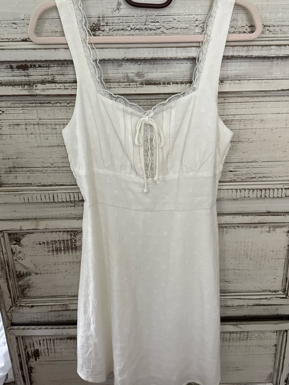 Sienna Sky White Lace-Trim Sleeveless Mini Dress